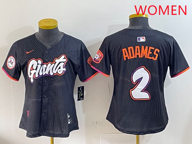 Women San Francisco Giants #2 Adames Black Joint Name Nike 2025 MLB Jersey style 8
